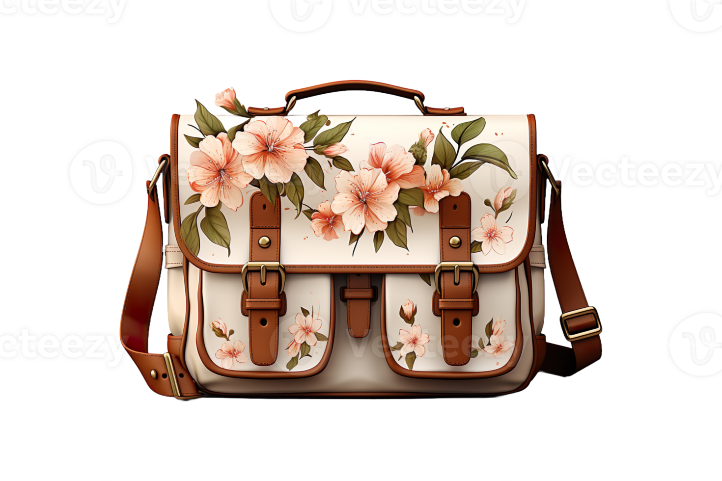 Cotton Messenger Bag isolated on transparent background. png