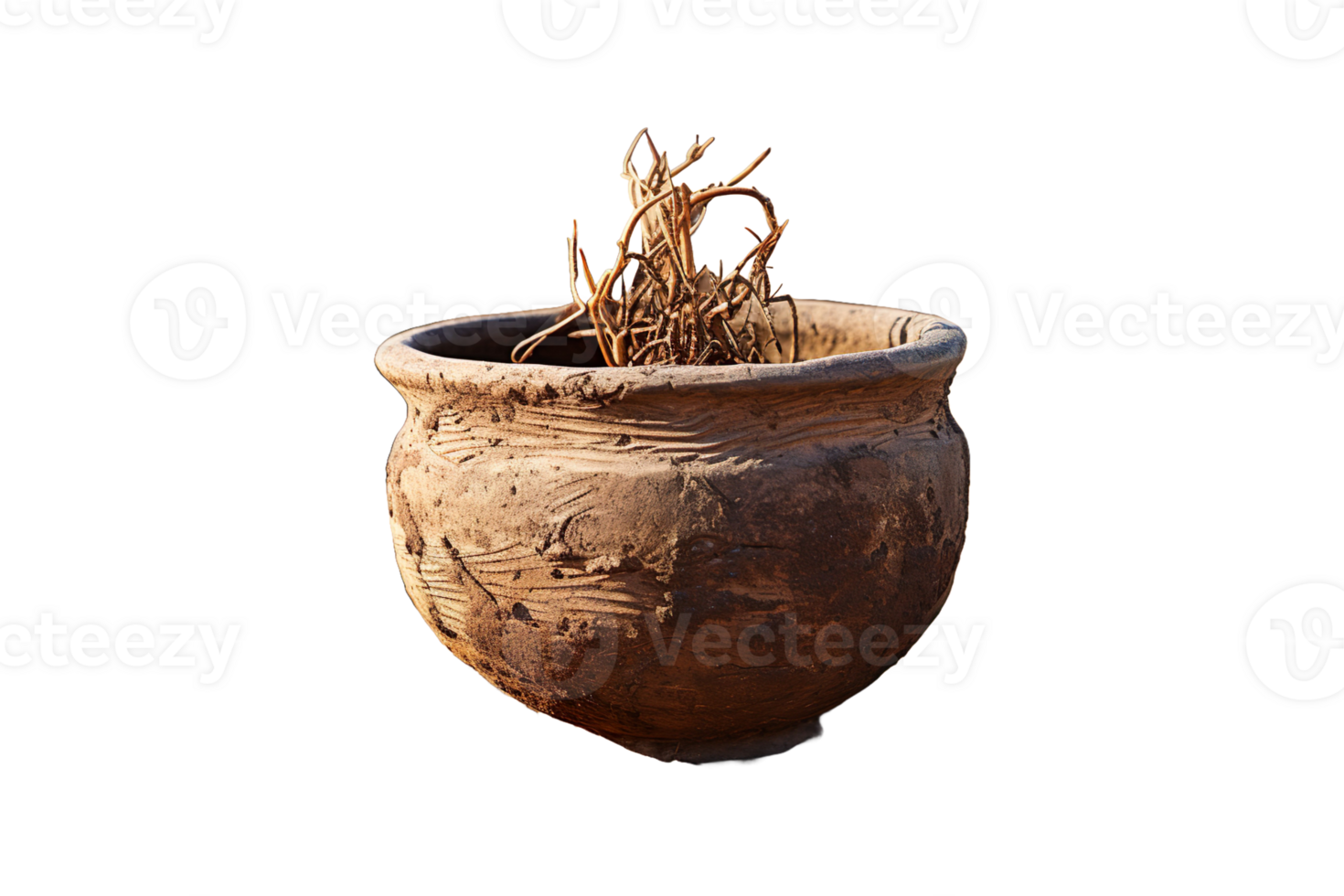 Cow Dung Pot isolated on transparent background. png