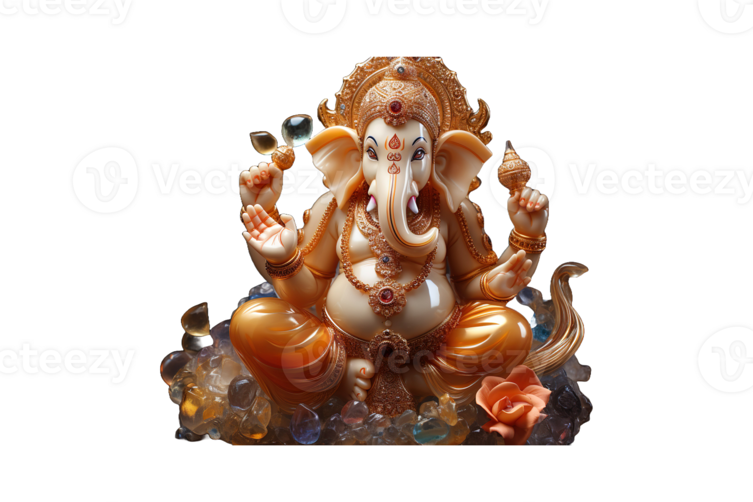 Crystal Ganesha isolated on transparent background. png