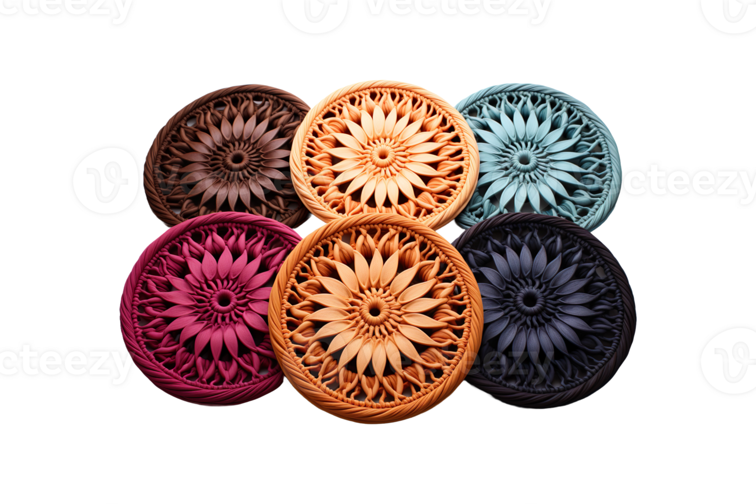 Crochet Coasters isolated on transparent background. png