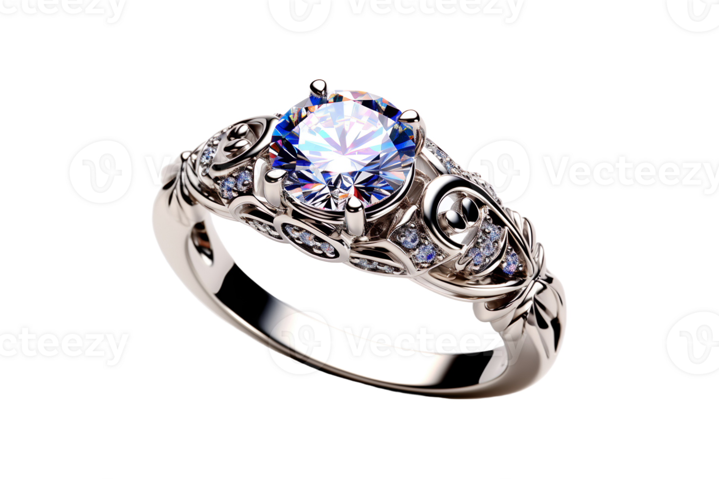 Cz Crystal Ring isolated on transparent background. png