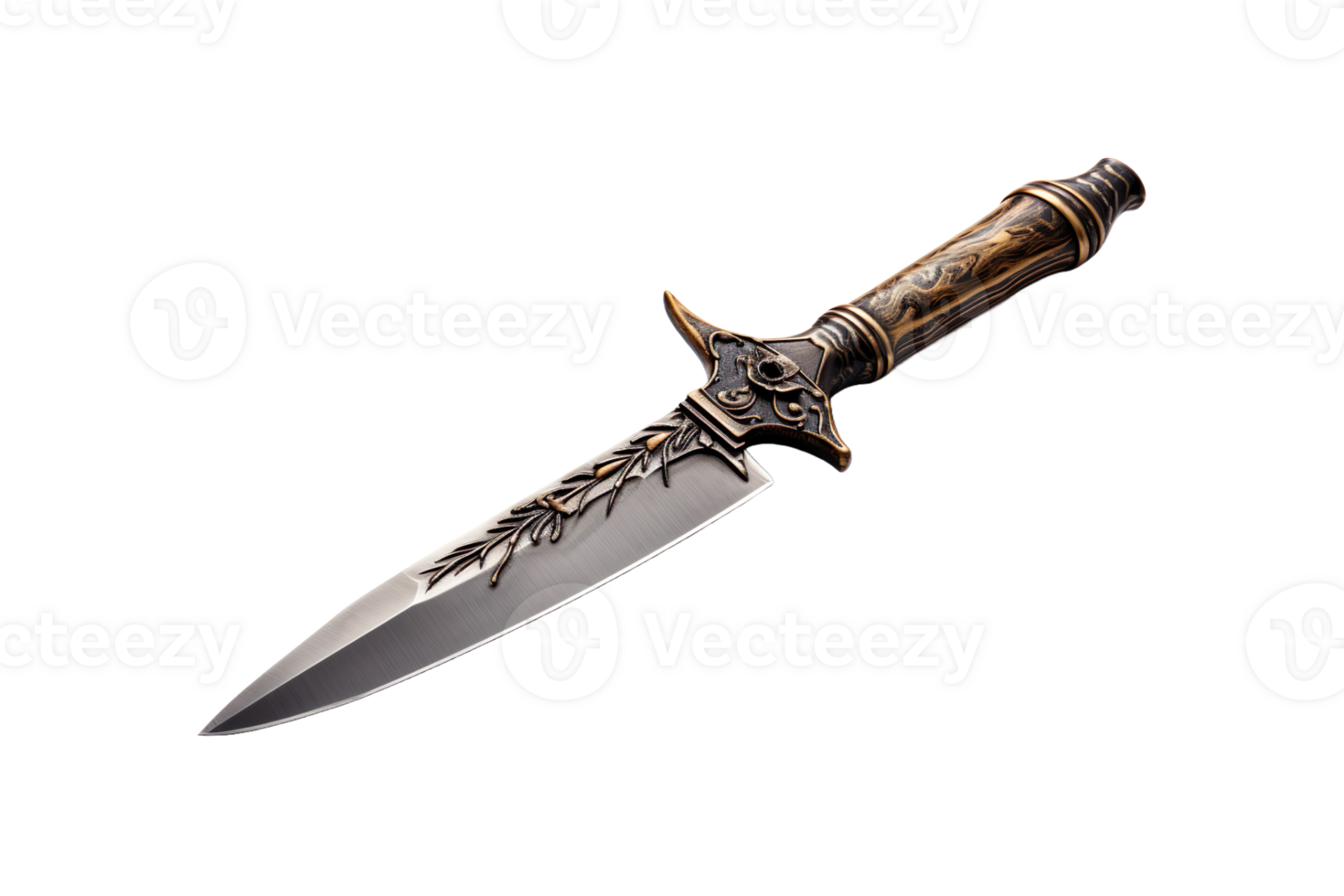 Damascus Steel Knives isolated on transparent background. png