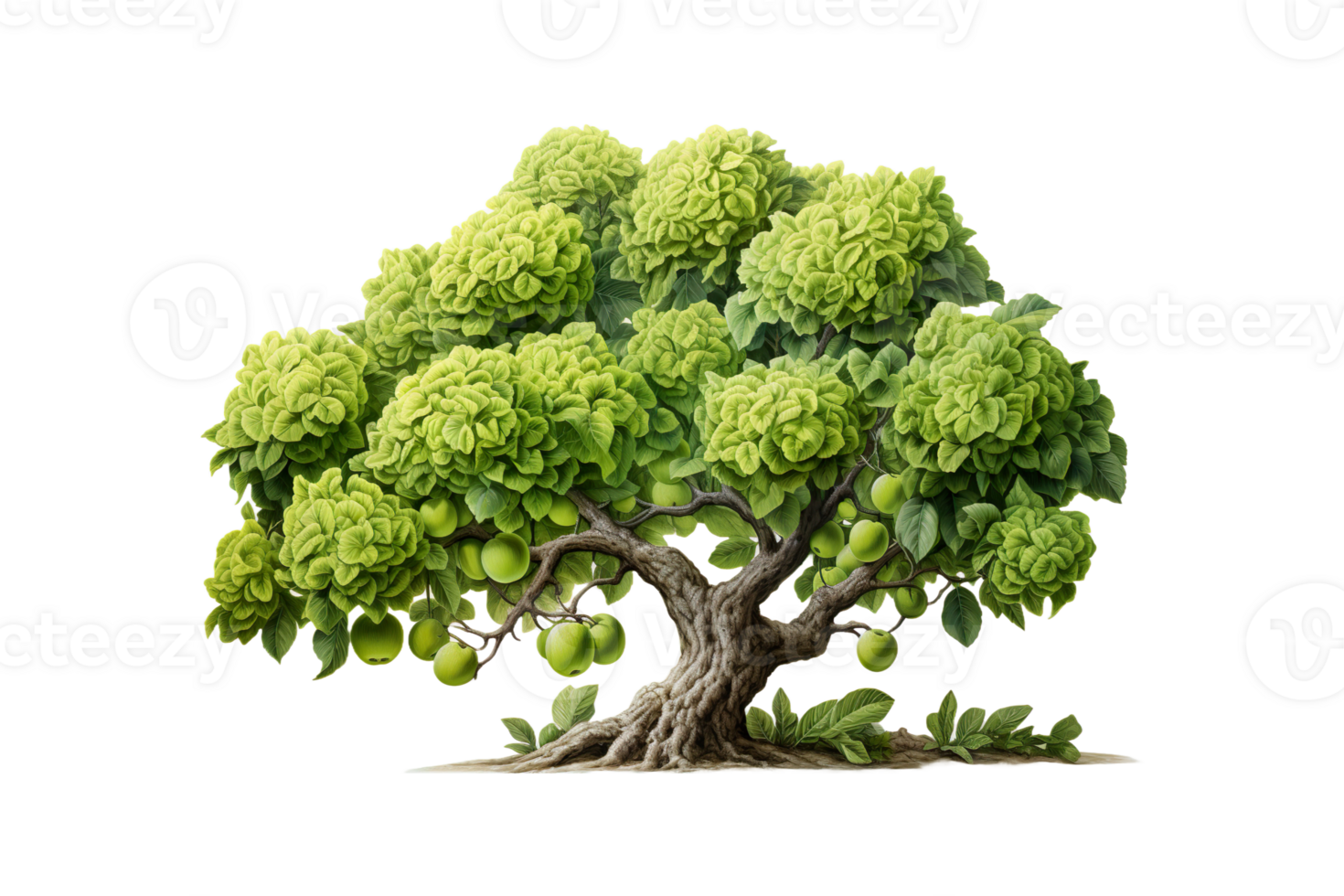 Custard Apple Tree isolated on transparent background. png