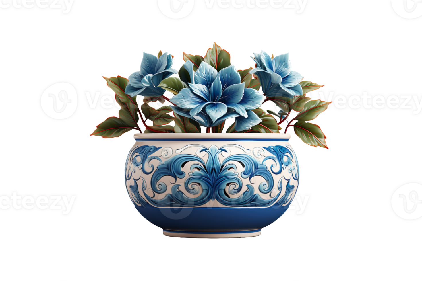Decorative Flower Pot isolated on transparent background. png