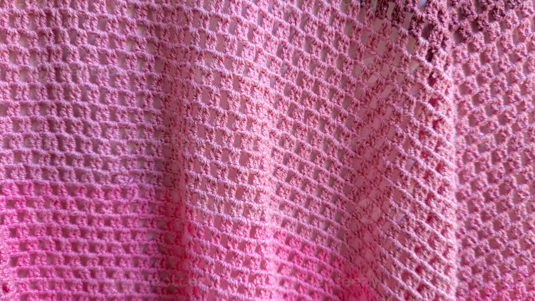 handmade pink crochet towel with gradient photo