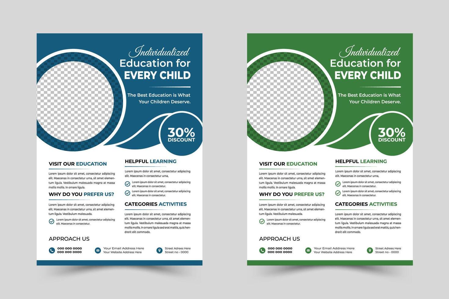 kids school admission flyer template design. Flyer brochure cover template for Kids back to school education admission layout design. vector