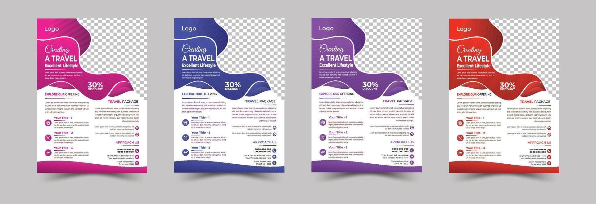 Travel Vacation Tour Agency Flyer Template Design. vector