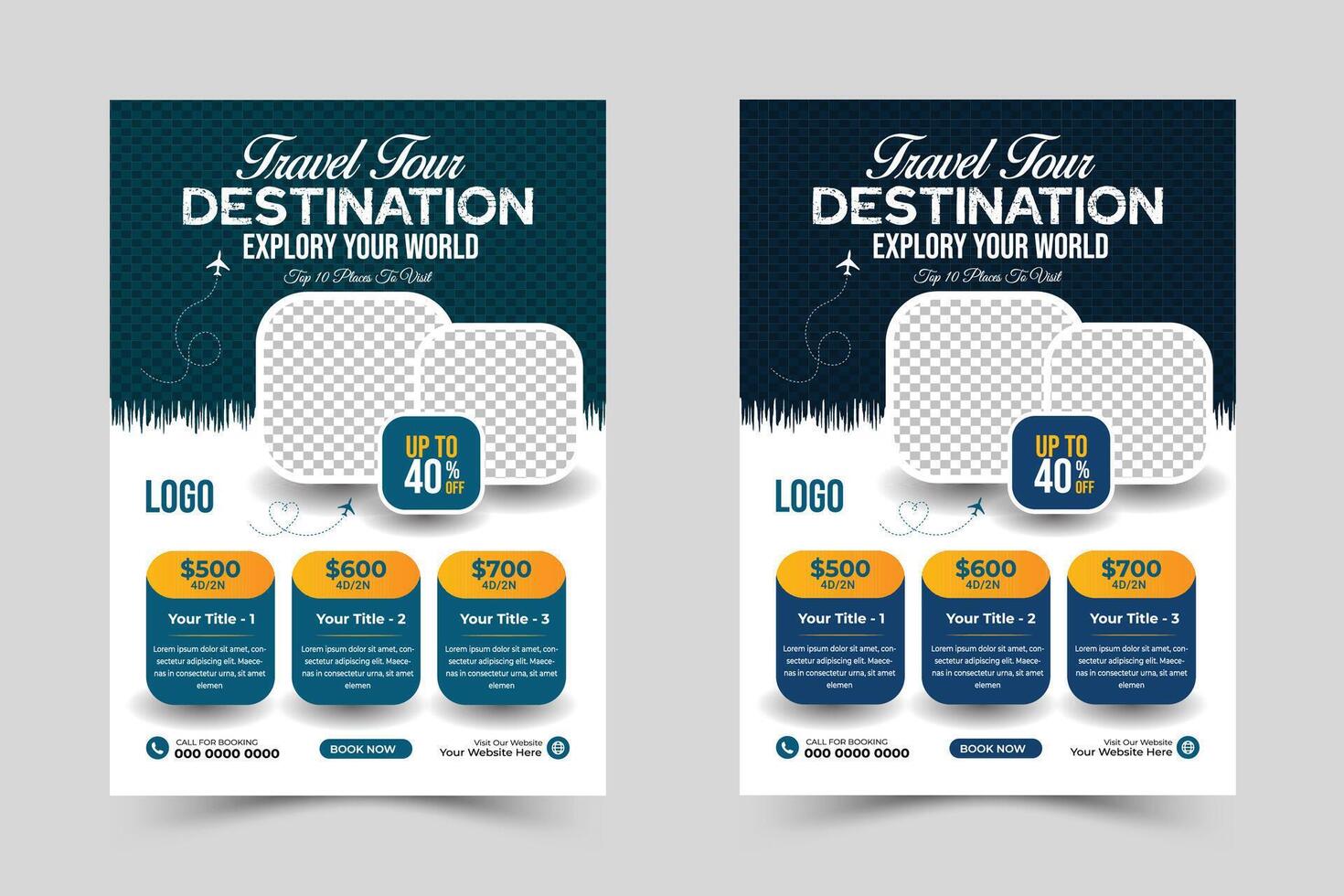 Travel Vacation Tour Agency Flyer Template Design. Holiday, Summer travel and tourism flyer or poster template design. vector