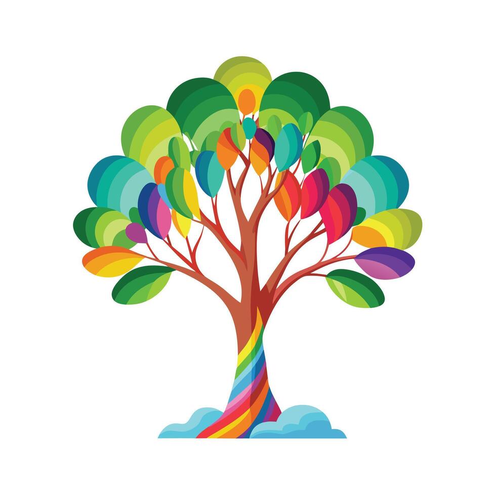 Beautiful Single Big Tree Illustration vector