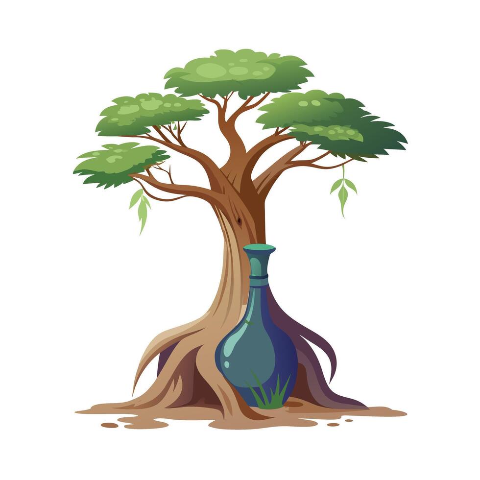 Beautiful Single Big Tree Illustration vector