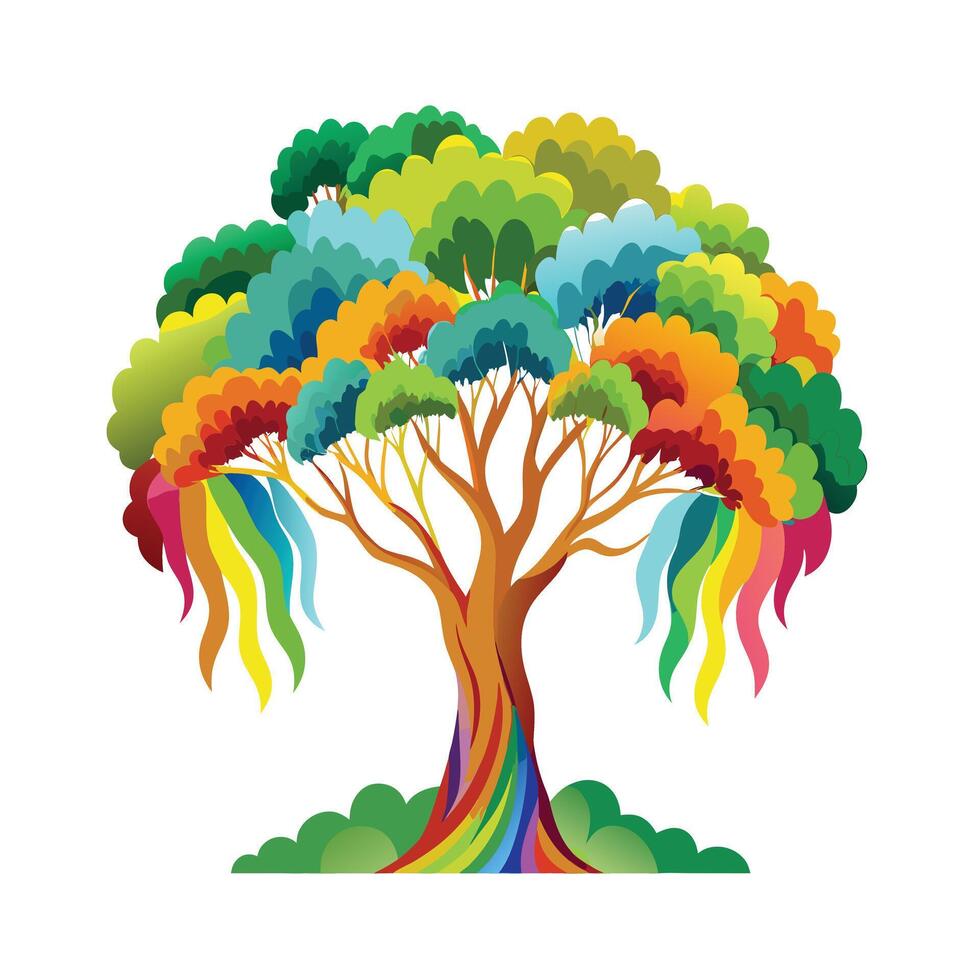Beautiful Single Big Tree Illustration vector