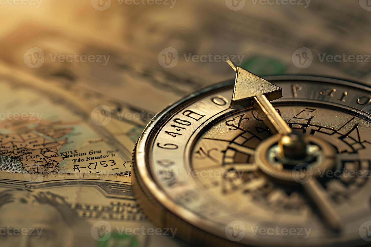 A clock on top of a pile of coins. photo