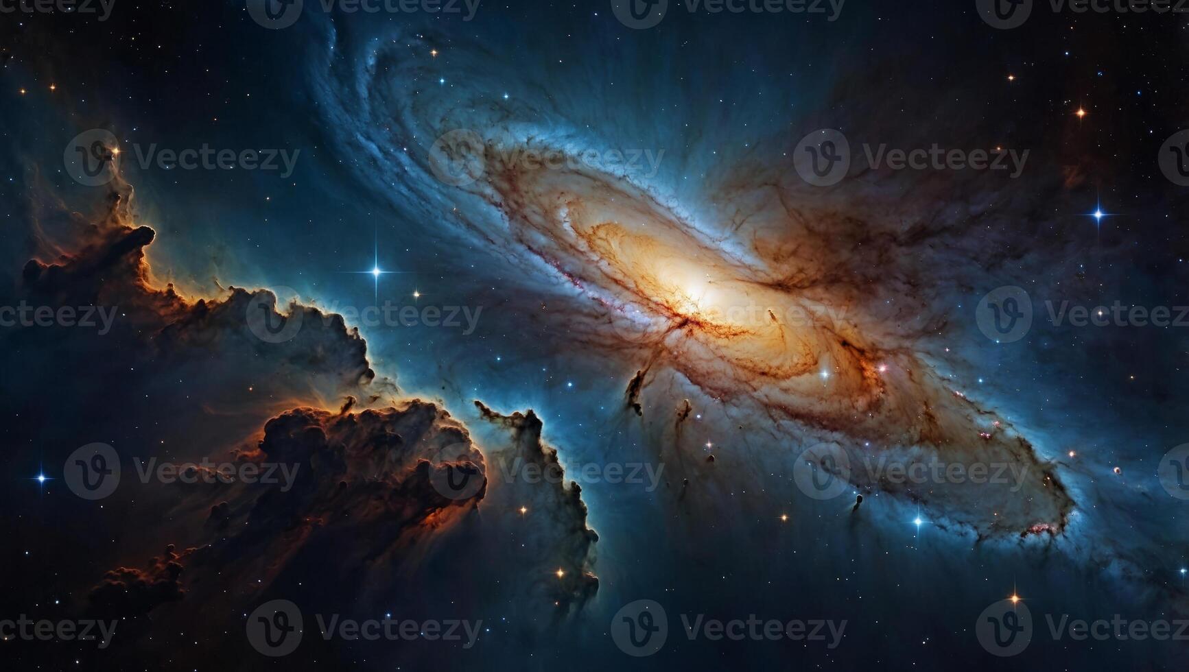 Stellar beauty of cosmic nebulae and star clusters in a deep space panoramic view. photo