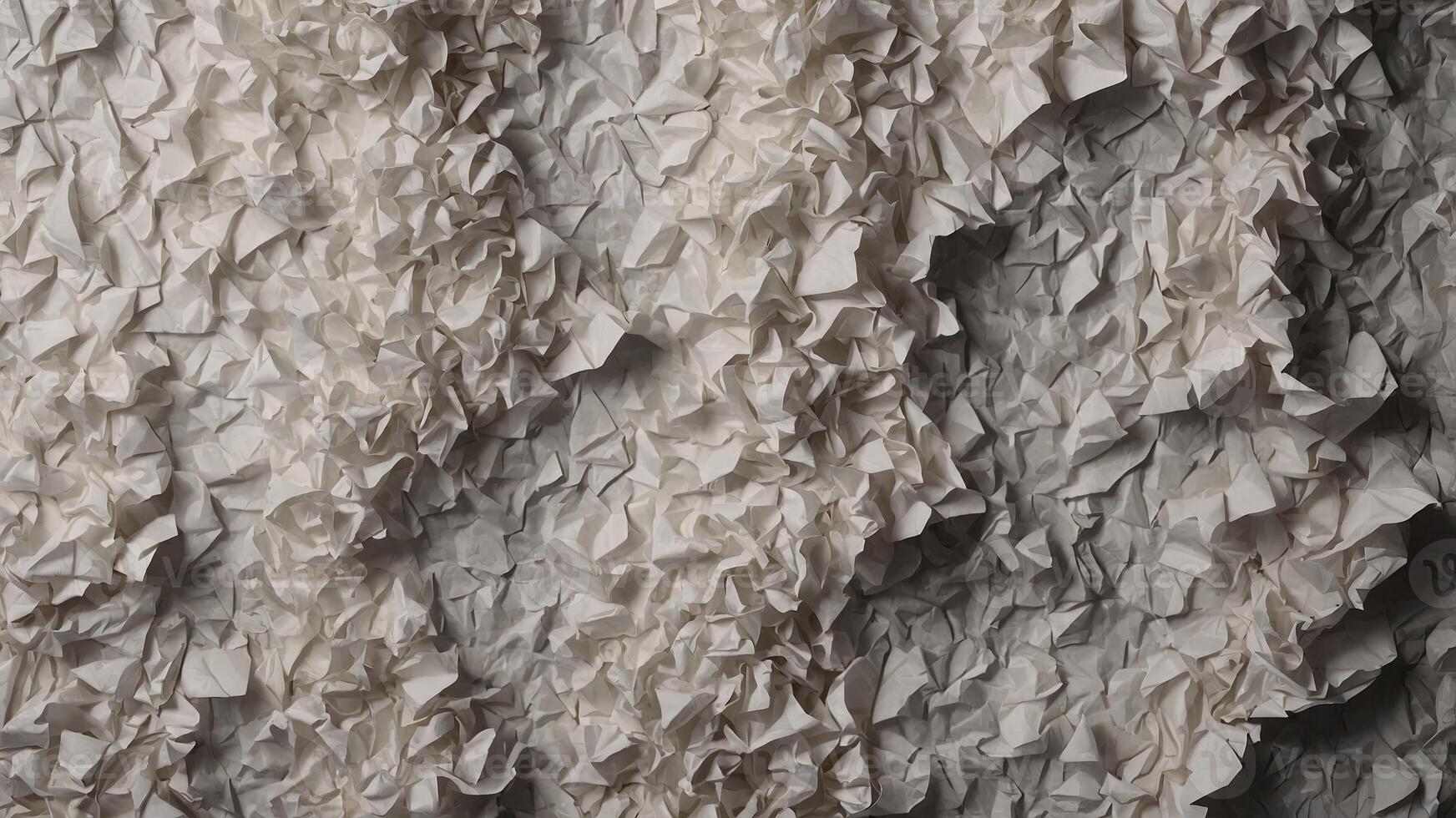Strips of white crumpled paper with folds as a background. photo