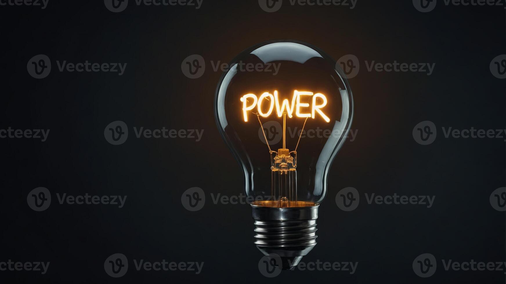 a light bulb with a message that says quot power quot on the top. photo