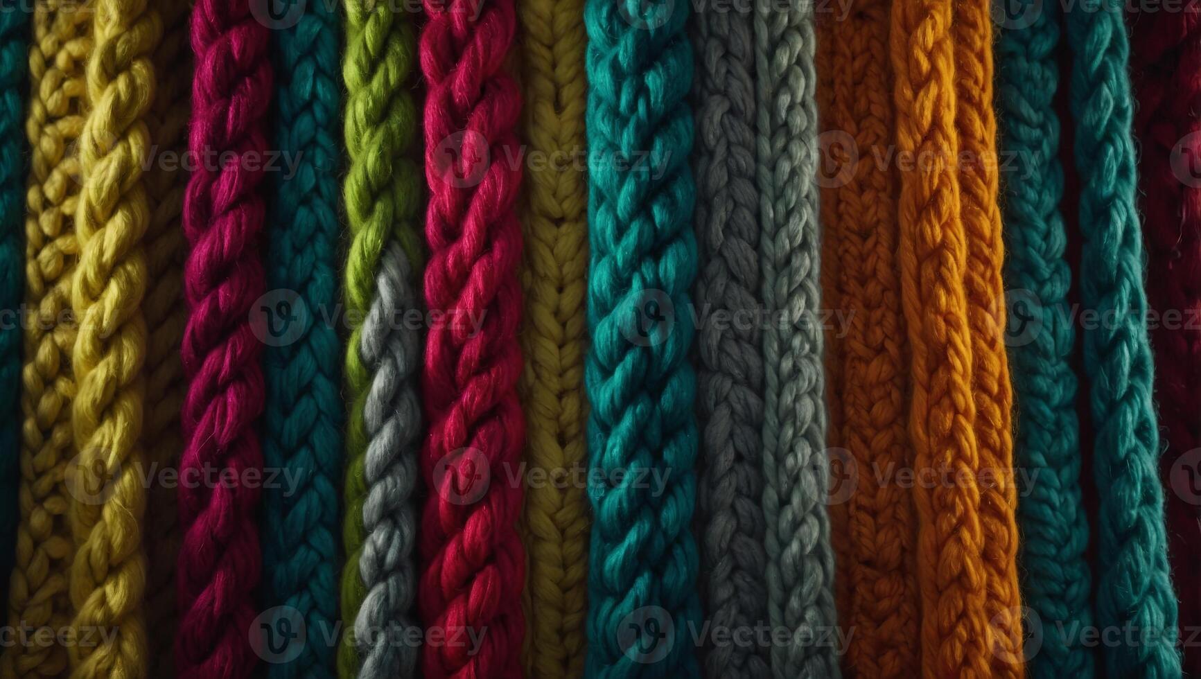 Vibrant Knitted Creations Adorn Rack in Artistic Display. photo