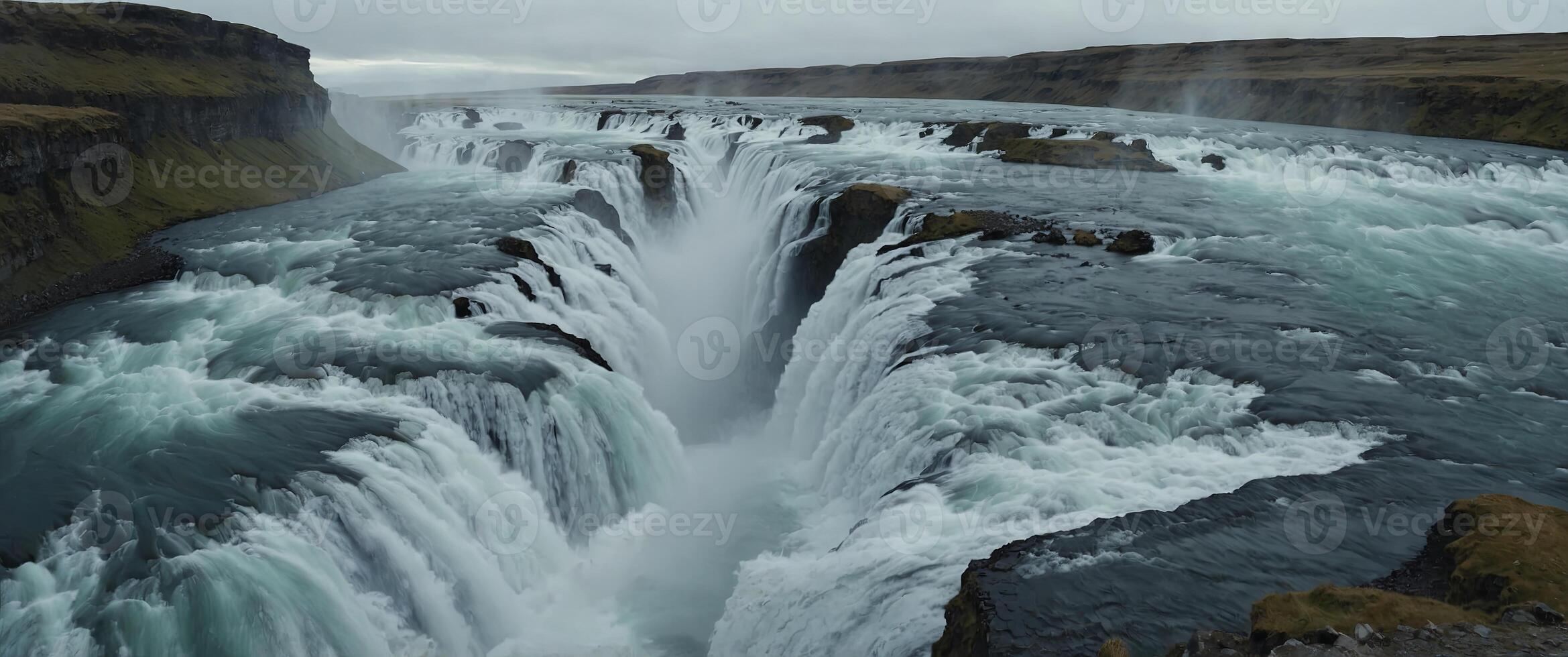 amazing natural beauty Gullfoss Falls, One of the most famous waterfalls in Iceland. photo