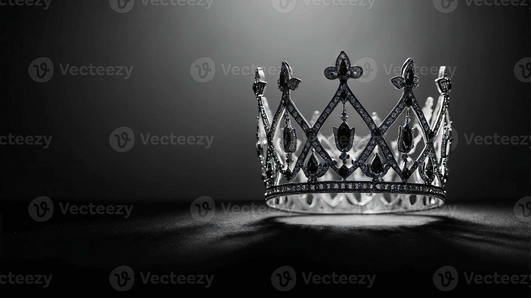 banner background International Beauty Pageant Day theme, and wide copy space, Monochrome image of a crown with delicate lines and shadows for a minimalist look,. photo
