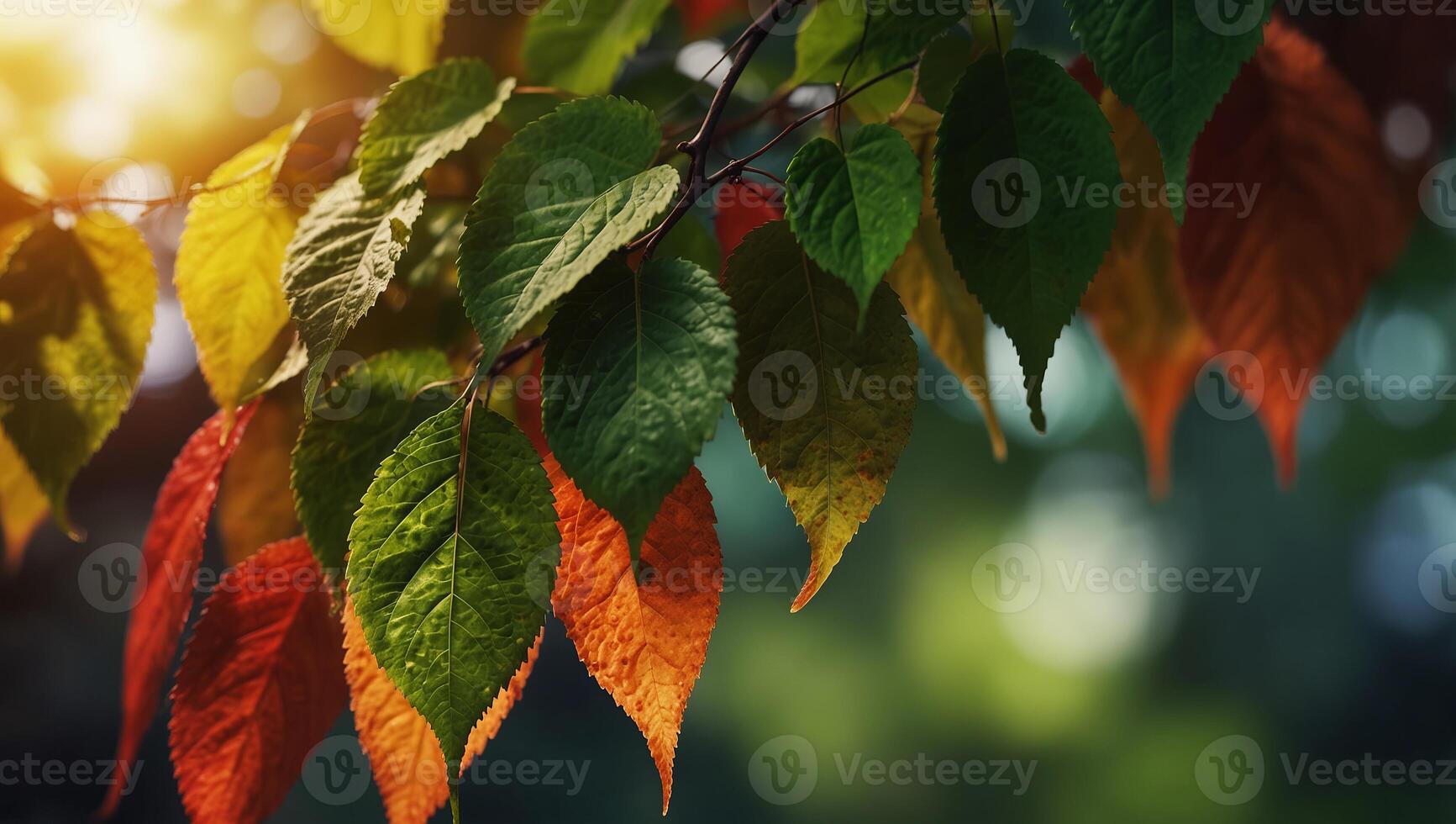 Creative layout with bright leaves on a vibrant background, perfect for natureinspired design or ecofriendly themes. photo