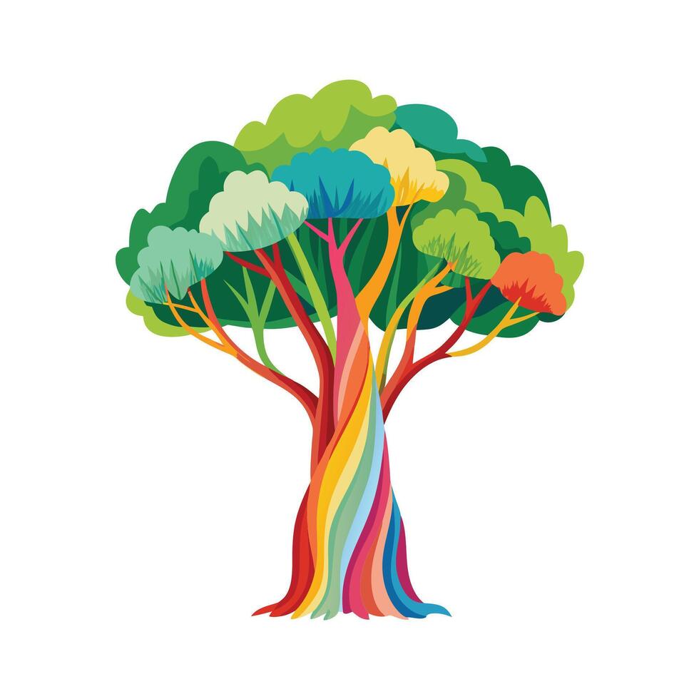 Beautiful Single Big Tree Illustration vector