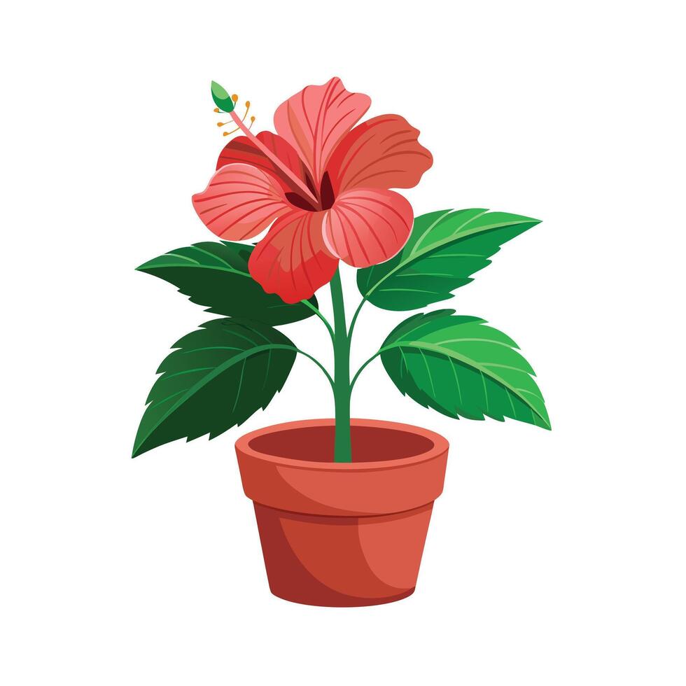 Beautiful Flowerpot Houseplant Illustration vector