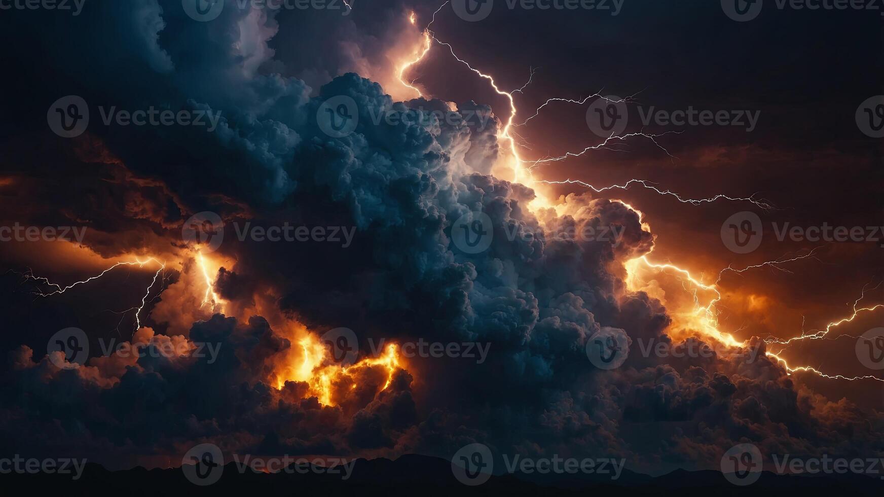 abstract lightning fire cloud background banner. photo