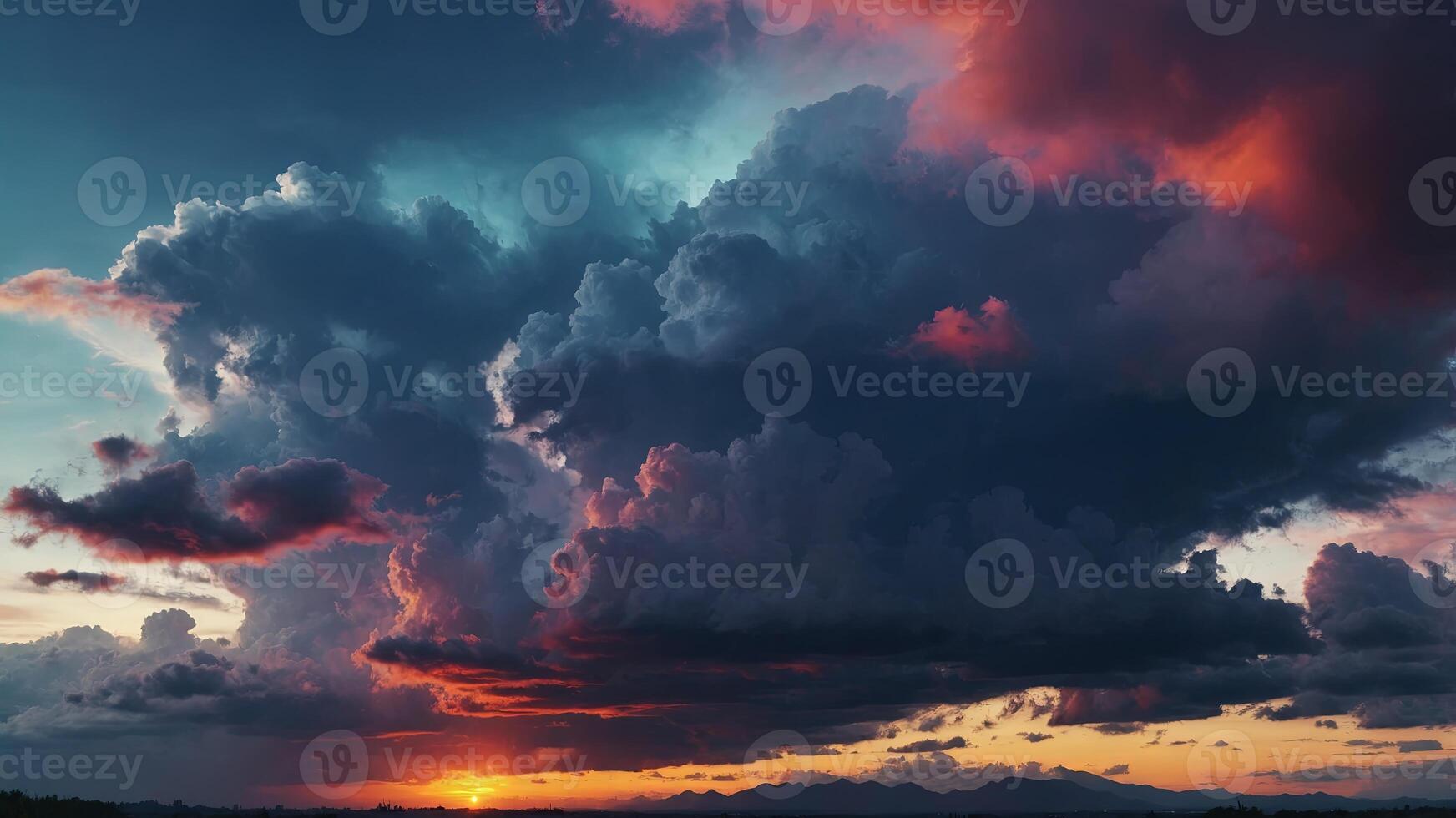 Abstract weather background with colourful clouds panorama. photo
