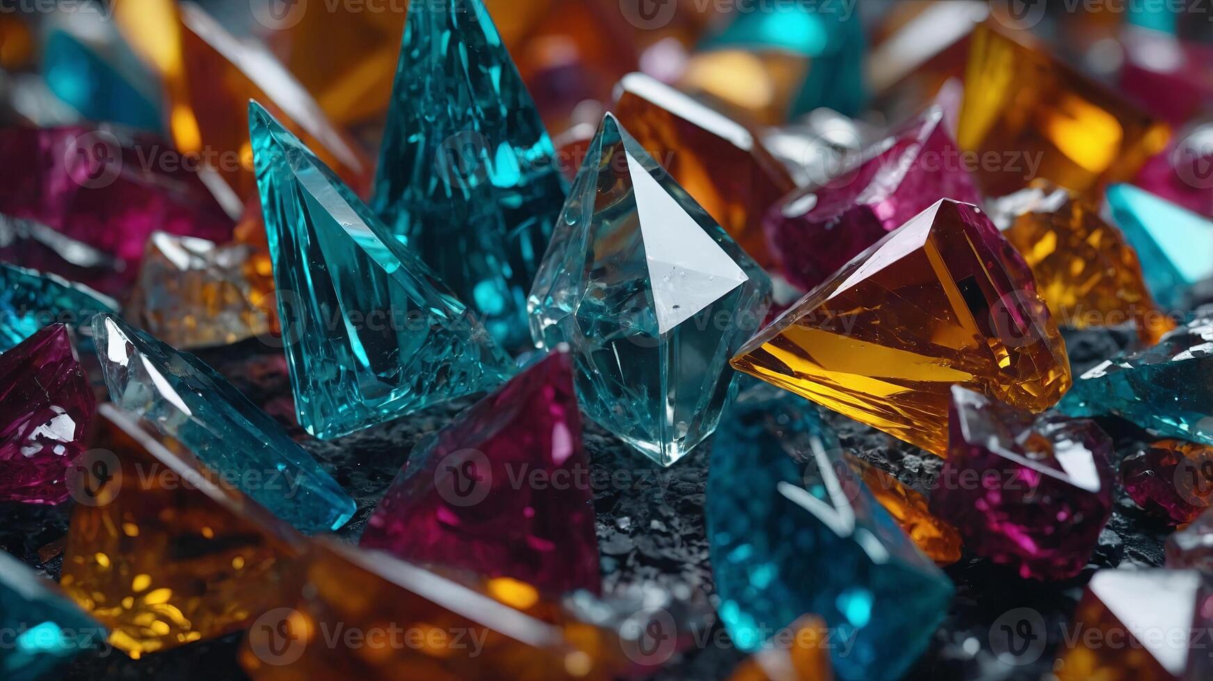 Abstract Crystal Shards, Sharp, angular crystal shards in bright colors, highlighting the beauty of natural geometry. photo
