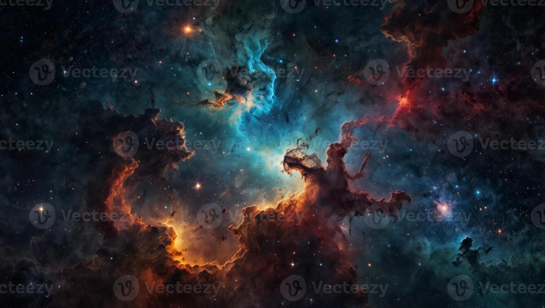 This stunning space image features a colorful nebula with star clusters, highlighting the beauty and vastness of the universe. photo