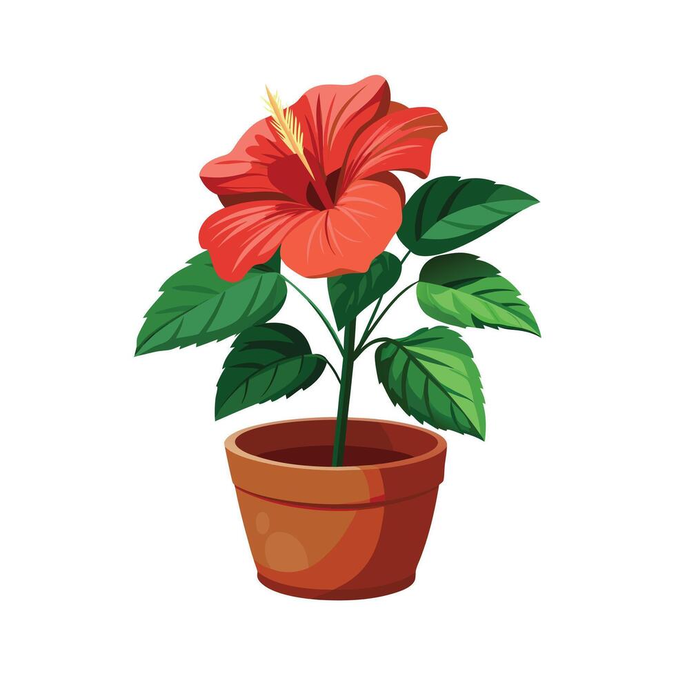 Beautiful Flowerpot Houseplant Illustration vector