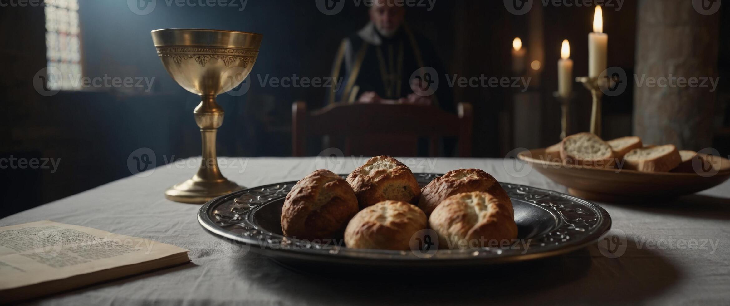 Taking communion and Lord Supper concept. photo