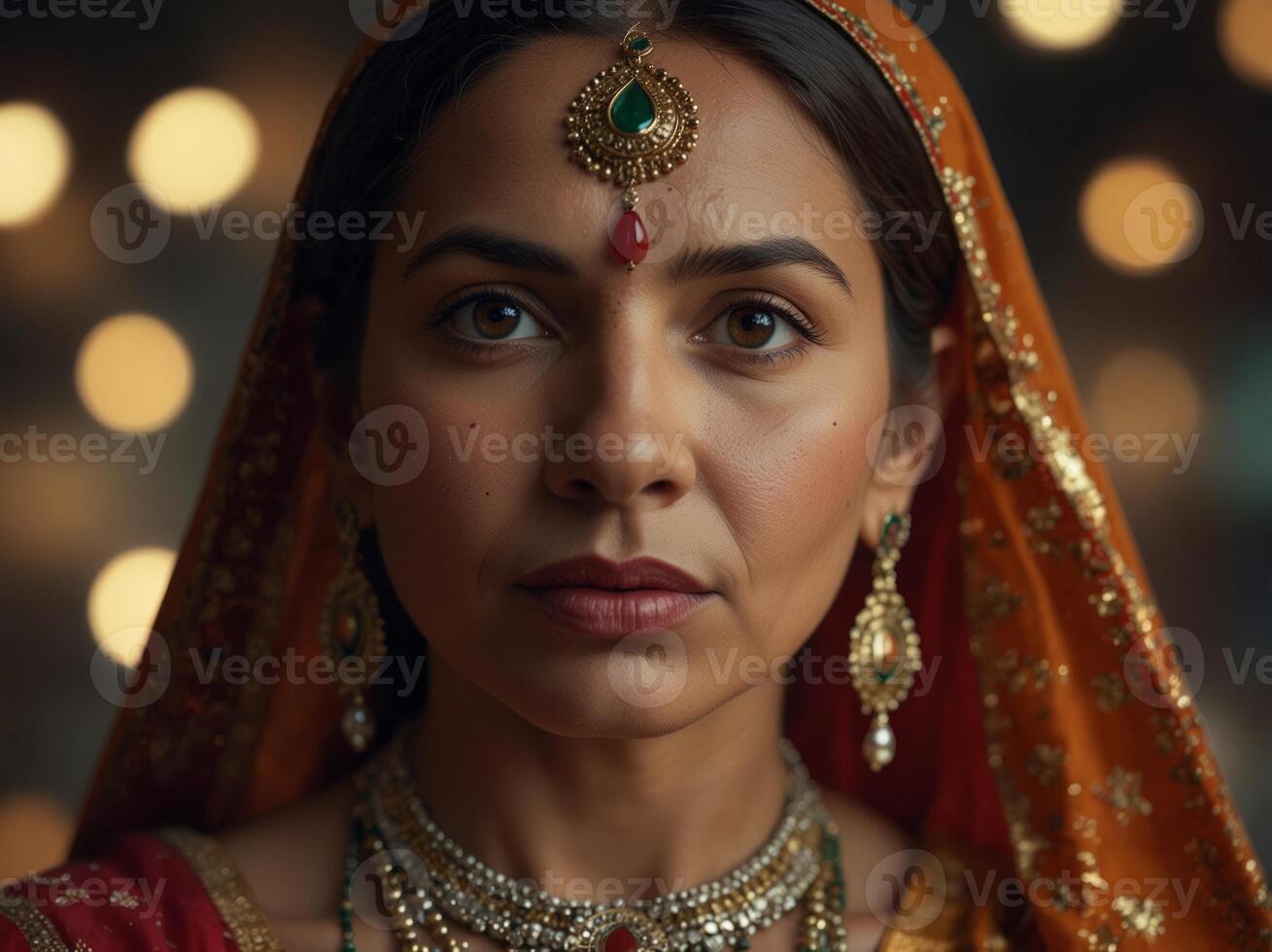 mature woman in traditional indian costume. photo
