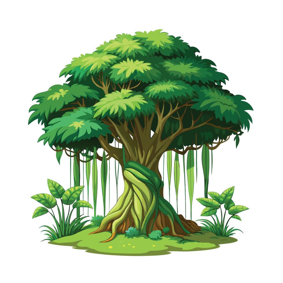 Beautiful Single Big Tree Illustration vector