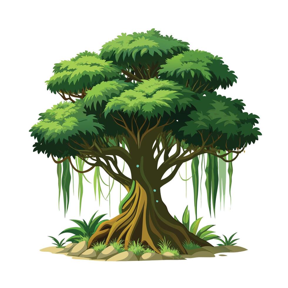 Beautiful Single Big Tree Illustration vector