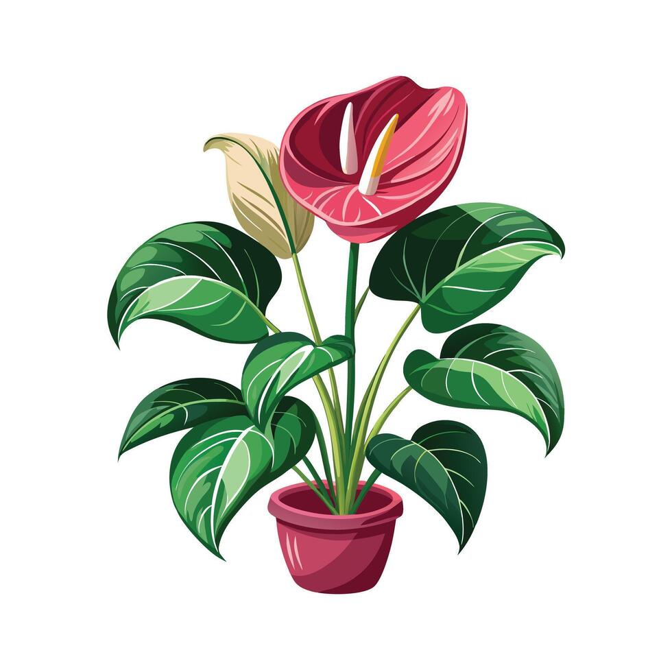 Beautiful Flowerpot Houseplant Illustration vector