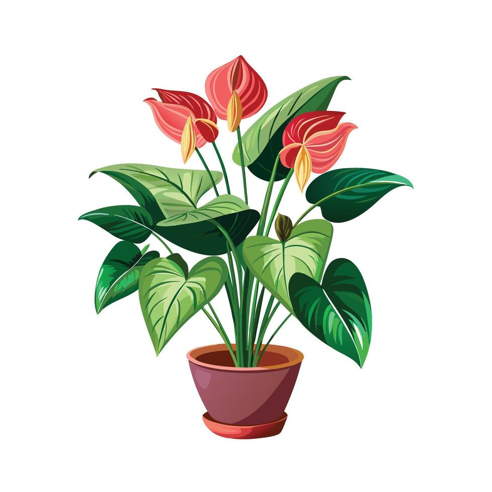Beautiful Flowerpot Houseplant Illustration vector