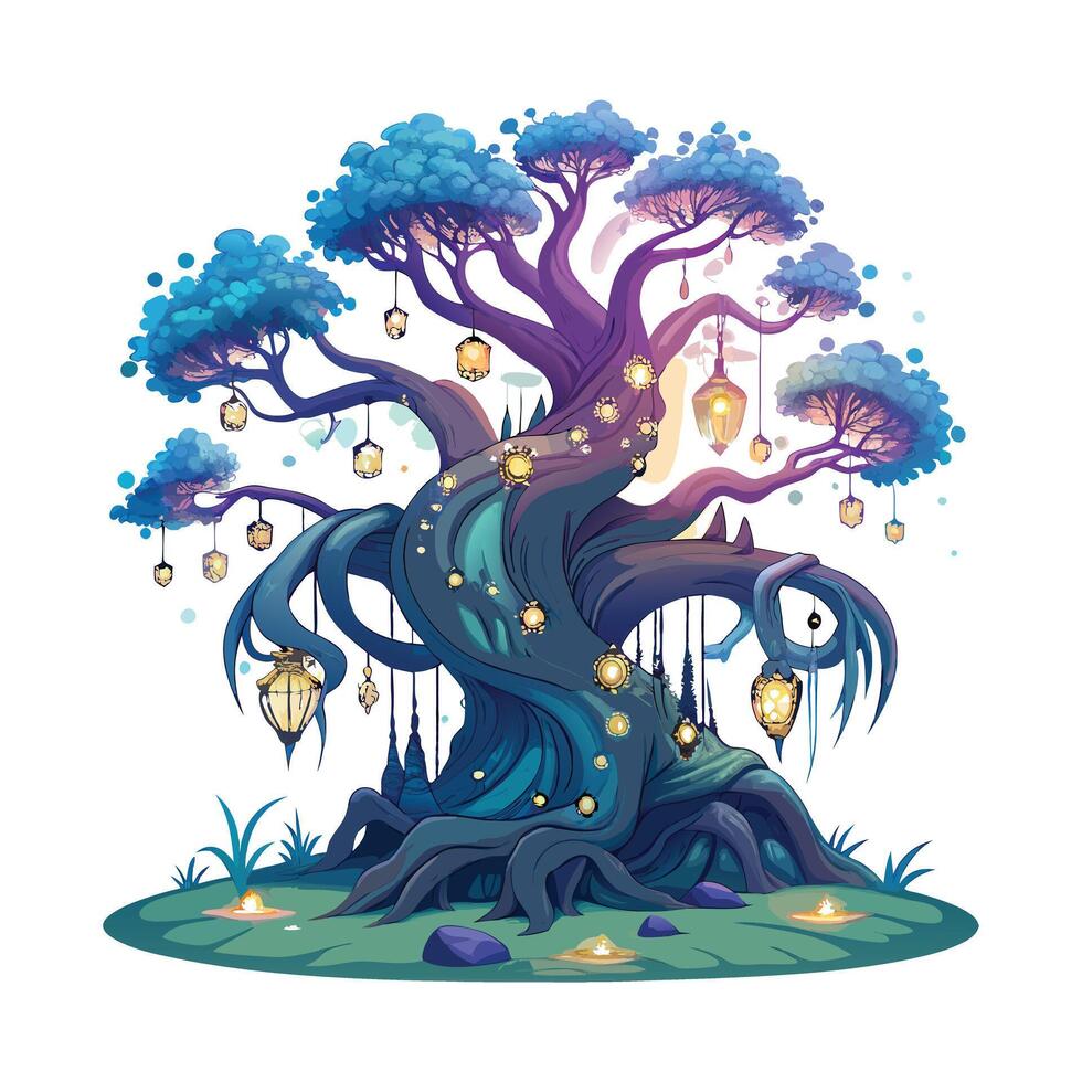 Beautiful Single Big Tree Illustration vector