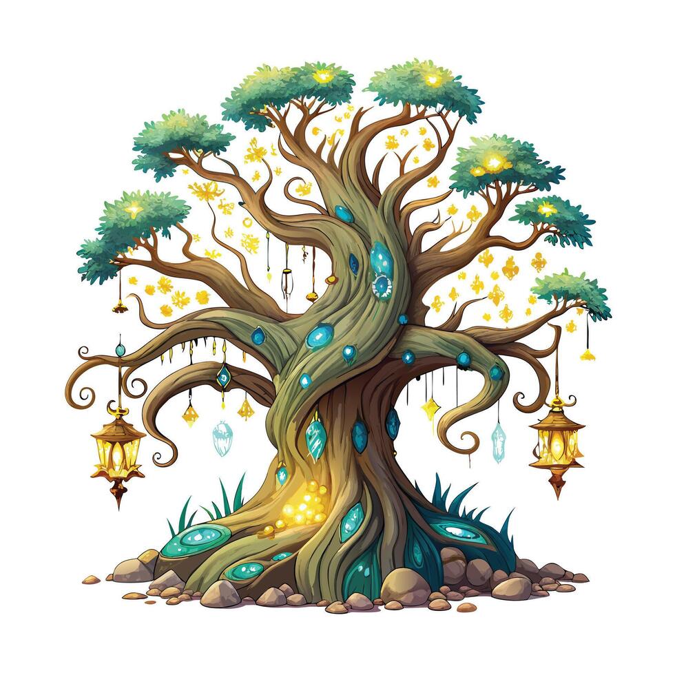 Beautiful Single Big Tree Illustration vector
