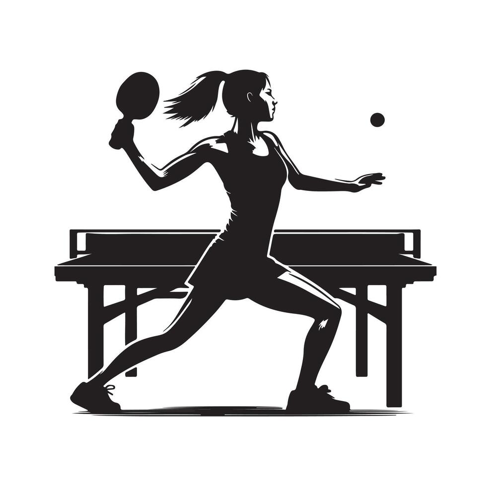 table tennis player pose Silhouette style set on isolated white background vector