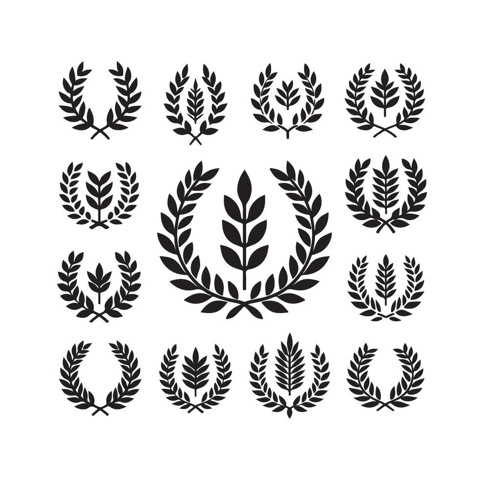 Minimal laurel sign illustration icon logo on isolated white background vector