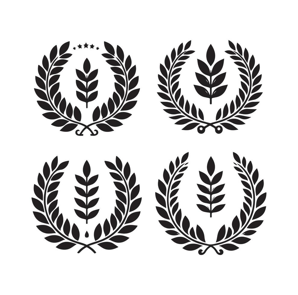 Minimal laurel sign illustration icon logo on isolated white background vector