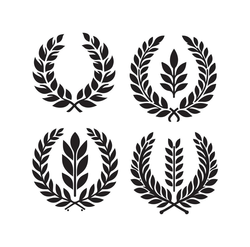 Minimal laurel sign illustration icon logo on isolated white background vector