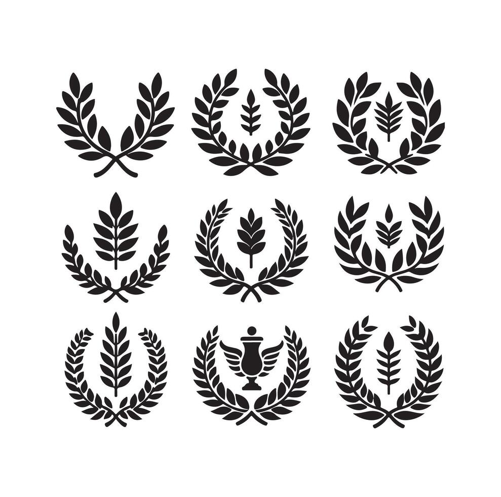 Minimal laurel sign illustration icon logo on isolated white background vector