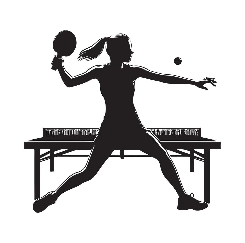 table tennis player pose Silhouette style set on isolated white background vector