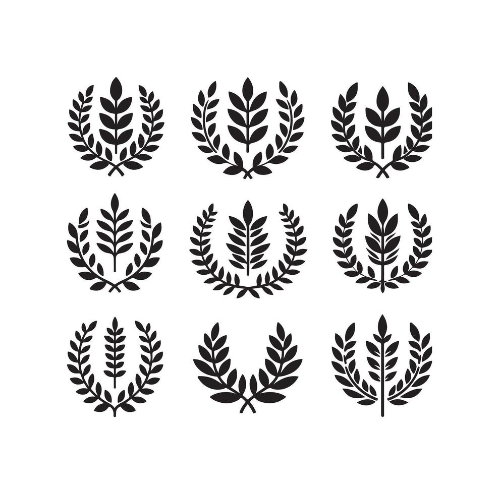 Minimal laurel sign illustration icon logo on isolated white background vector