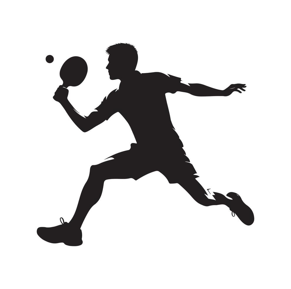 table tennis player pose Silhouette style set on isolated white background vector