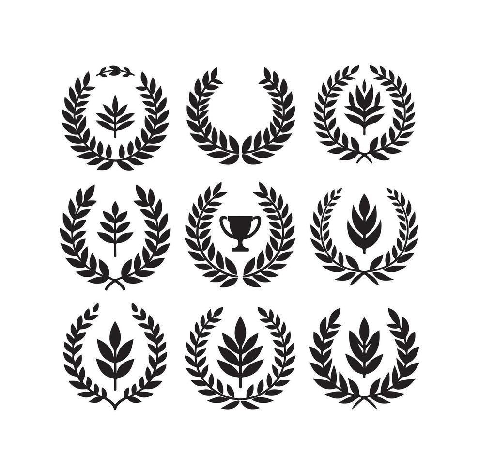 Minimal laurel sign illustration icon logo on isolated white background vector