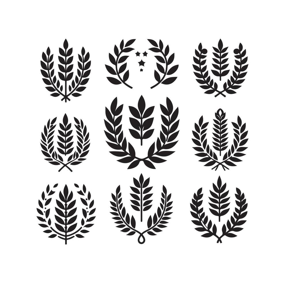 Minimal laurel sign illustration icon logo on isolated white background vector