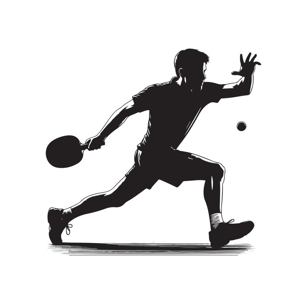 table tennis player pose Silhouette style set on isolated white background vector