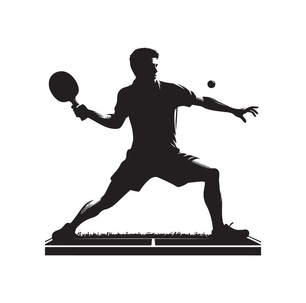 table tennis player pose Silhouette style set on isolated white background vector